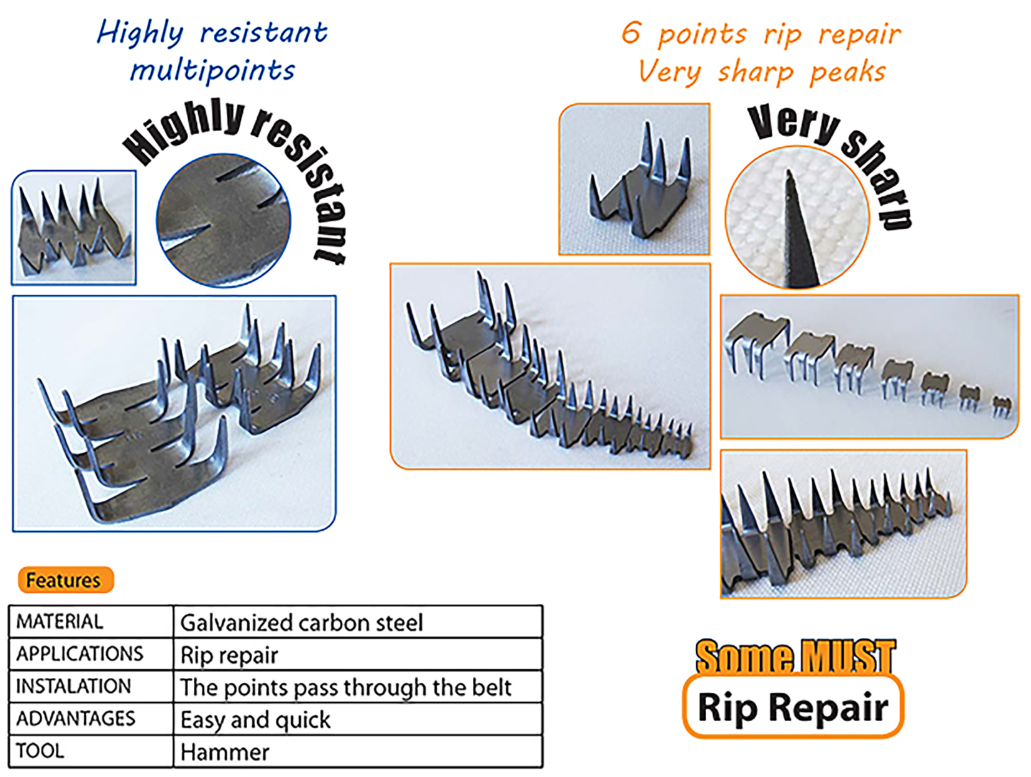 ฟันซ่อมสายพานลำเลียง MLT Multipoints - 6 points Rip Repair leaflet