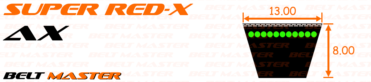 สายพานร่องวีแบบมีฟัน BELT MASTER Max-Drive Super Red-X AX - spec