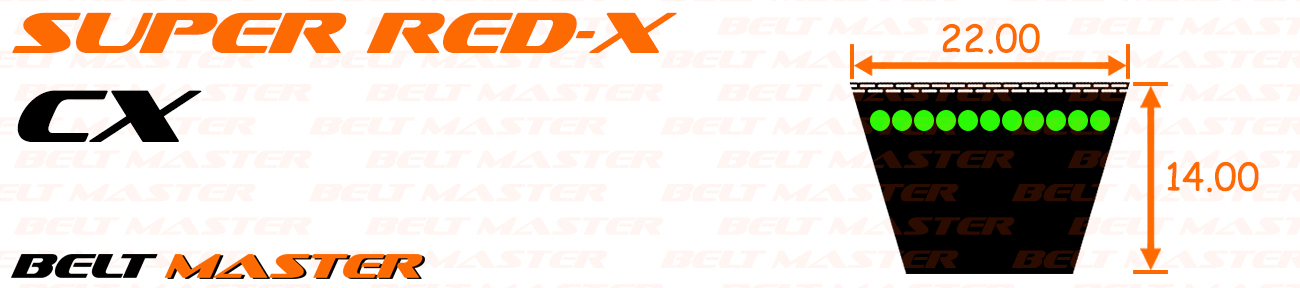 สายพานร่องวีแบบมีฟัน BELT MASTER Max-Drive Super Red-X CX - spec